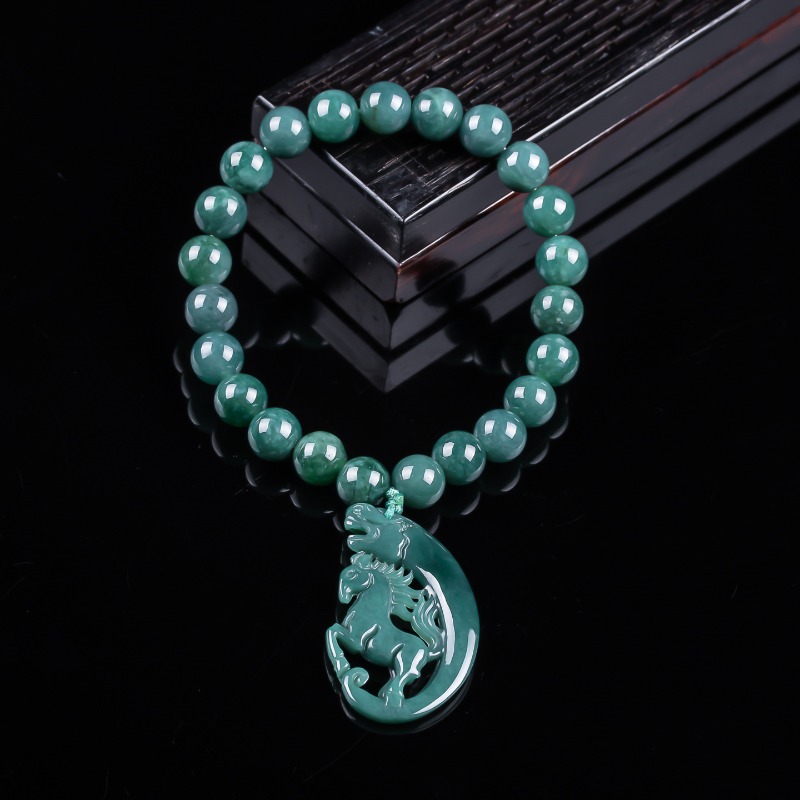 Beading - Pulseira de Contas de Jadeíta Azul