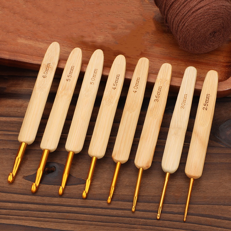 Wooden Crochet Hooks Ergonomic Handle - Ganchos de crochê com cabo de