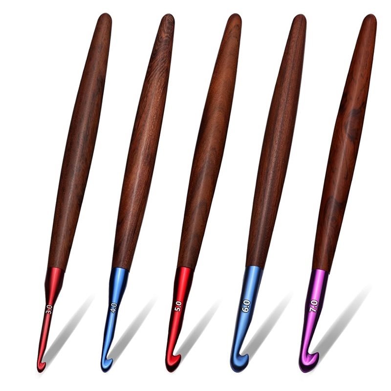 Wooden Crochet Hooks Ergonomic Handle - A59Z - Agulhas de Crochê Ergonômicas