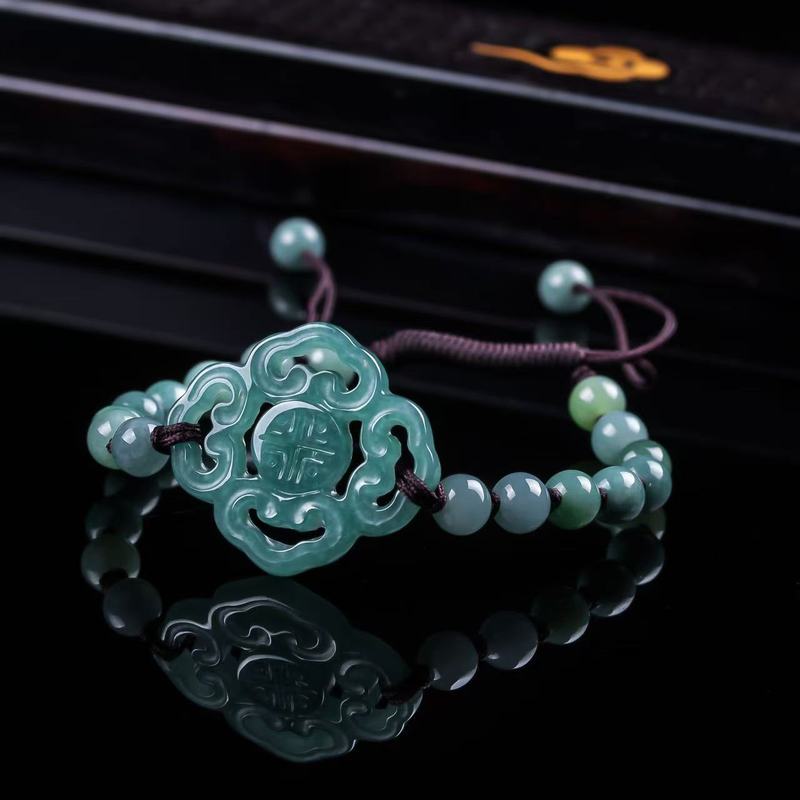 Beading - Pulseira de Jadeíta Natural Grau A,