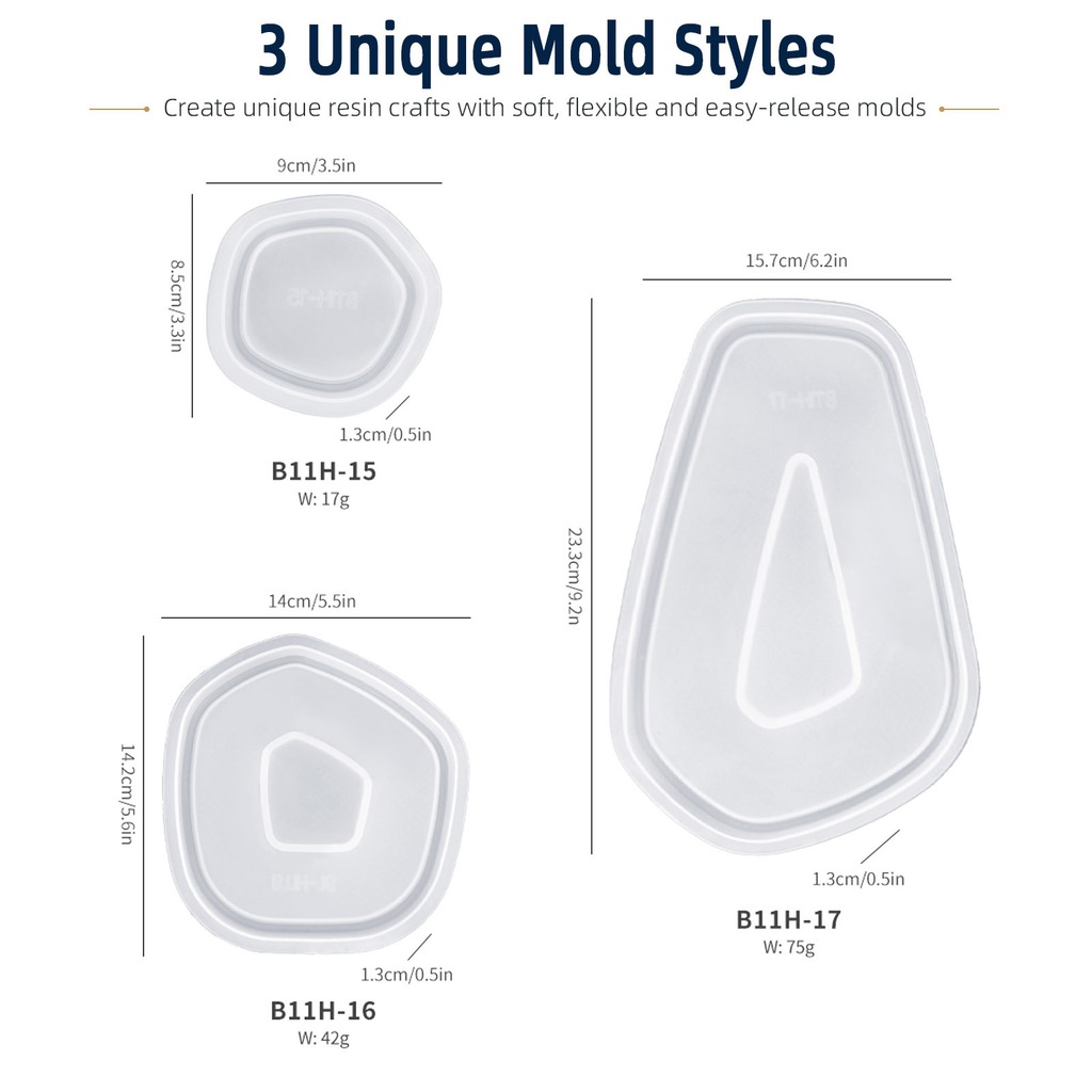 Silicone Epoxy Resin Molds Set - Conjunto de 3 Peças de Moldes
