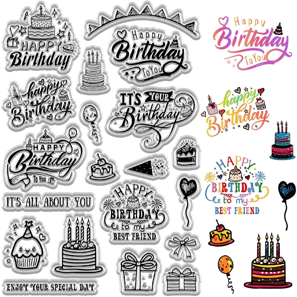 Clear Silicone Stamps For Card Making - Feliz aniversário selos claros para fazer