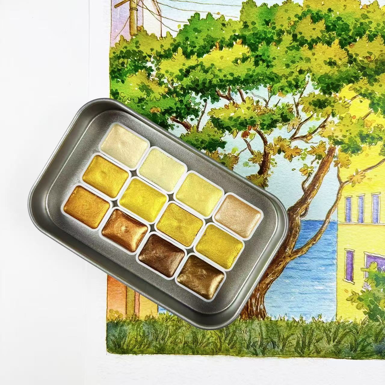 Watercolor Paint Set Solid Pigment - Um conjunto completo de pigmentos aquarela