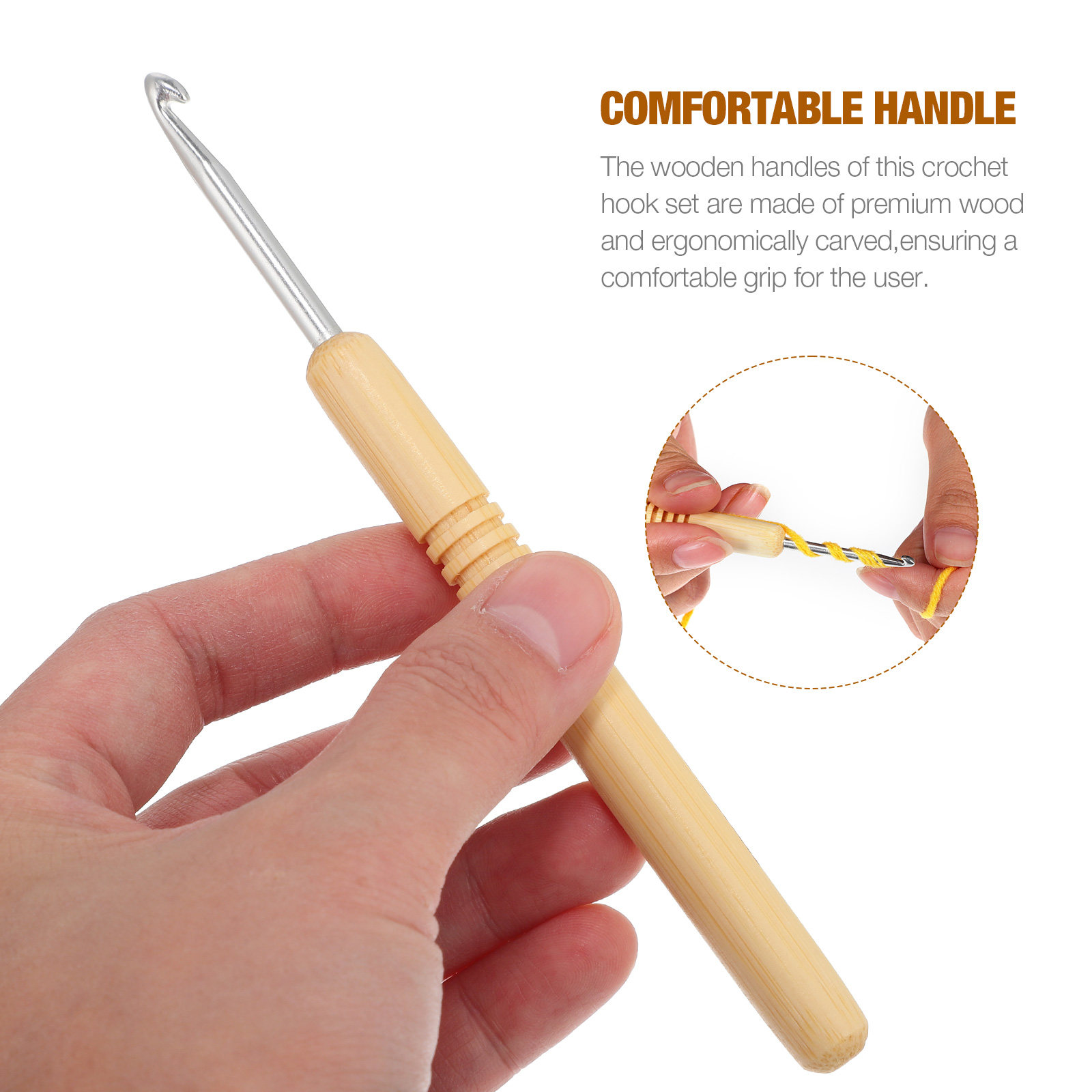 Conjunto de Agulhas de Crochê  - Wooden Crochet Hooks Ergonomic Handle avaliação e preço