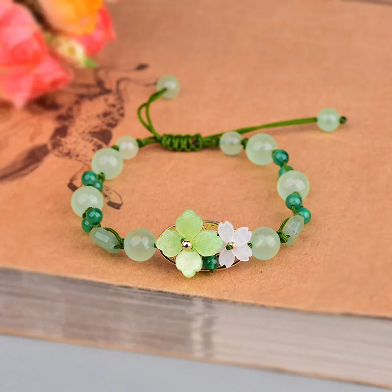 Verde Jade Flor Pulseira para  - Beading avaliação e preço