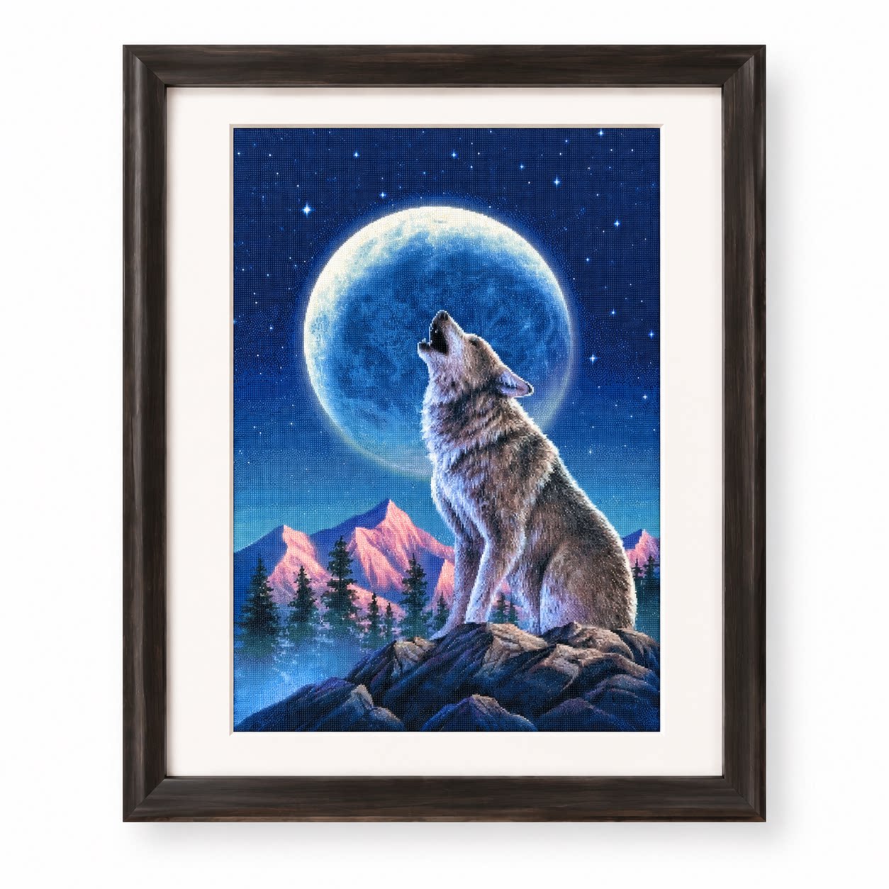[ZZ9252-Lone Wolf Under the Mo - Cross Stitch Stamped Kits Beginners avaliação e preço