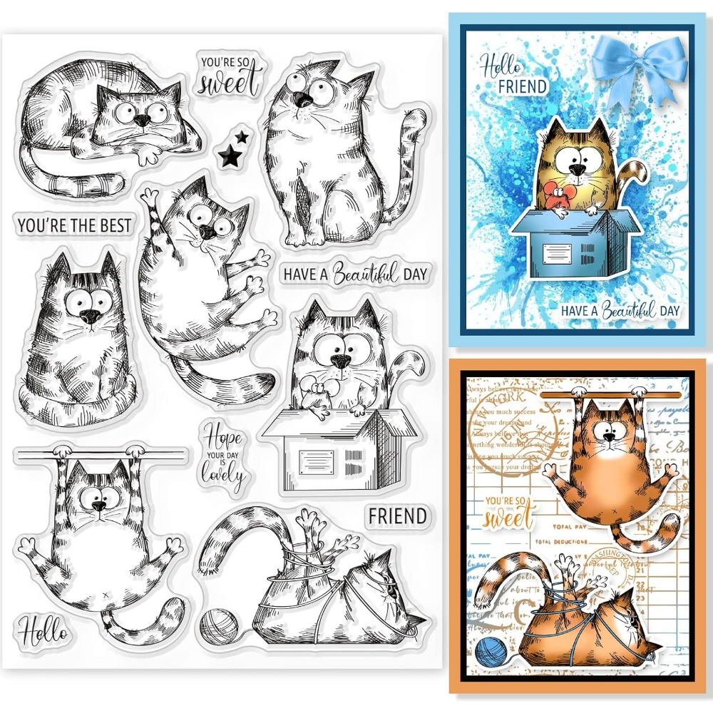 8.3x5.8in gato claro selos ado - Clear Silicone Stamps For Card Making avaliação e preço