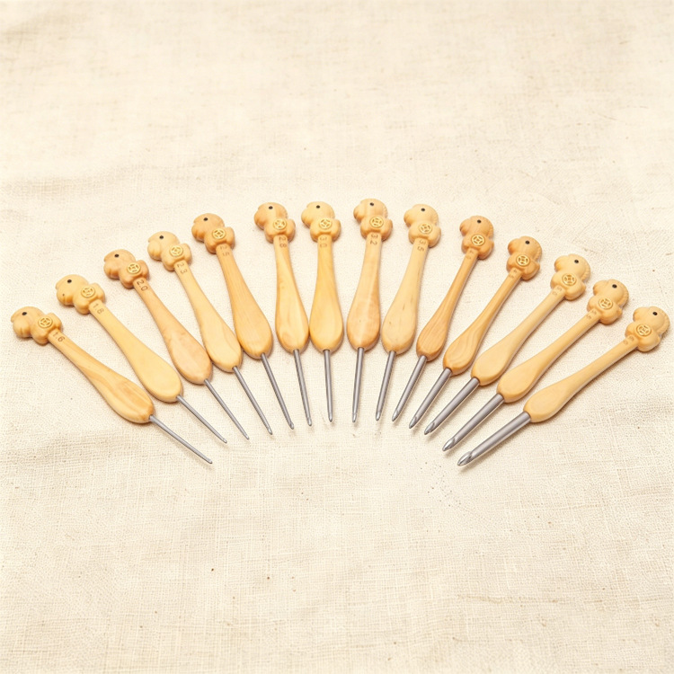 Agulha de Crochê de Madeira Lu - Wooden Crochet Hooks Ergonomic Handle avaliação e preço