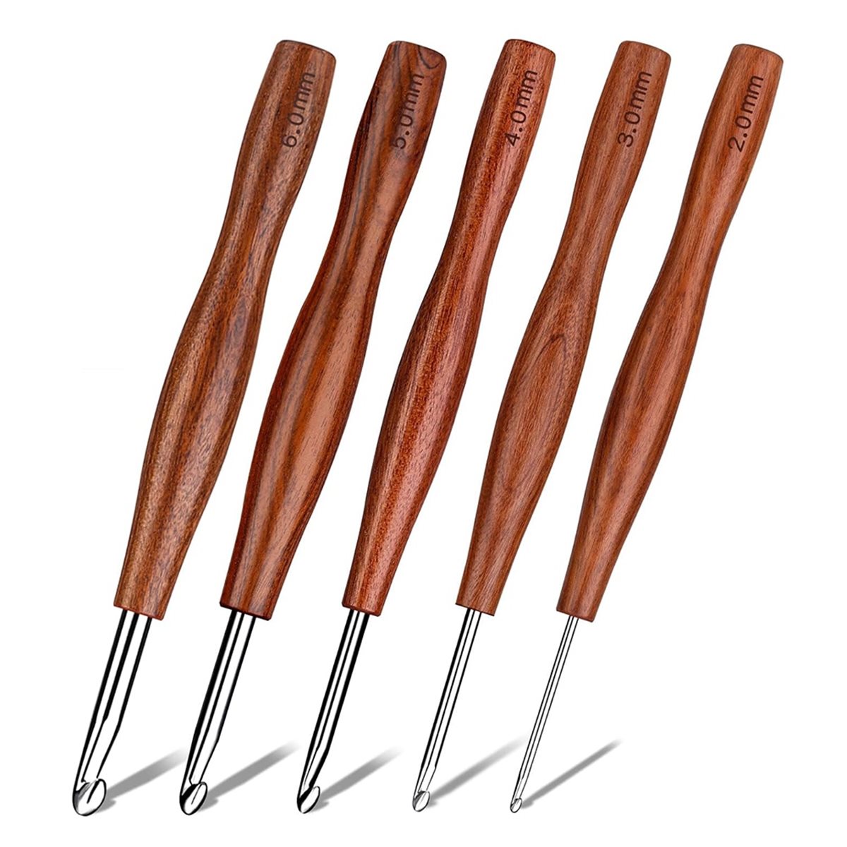 Conjunto de 5 Agulhas de Croch - Wooden Crochet Hooks Ergonomic Handle avaliação e preço