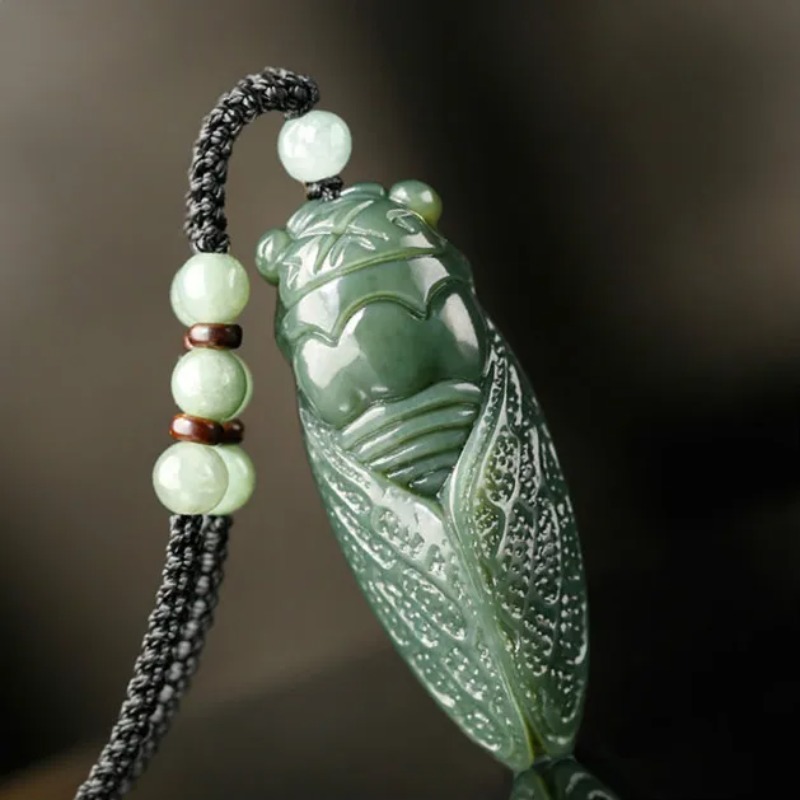 Natural Hetian Jade Cicada Col - Beading avaliação e preço