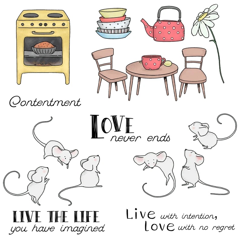 Suncraft Little Mouse & Kitche - Clear Silicone Stamps For Card Making avaliação e preço