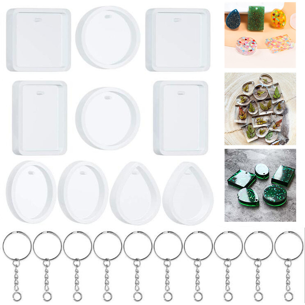 DIY Keychain Pingente Casting  - Silicone Epoxy Resin Molds Set avaliação e preço
