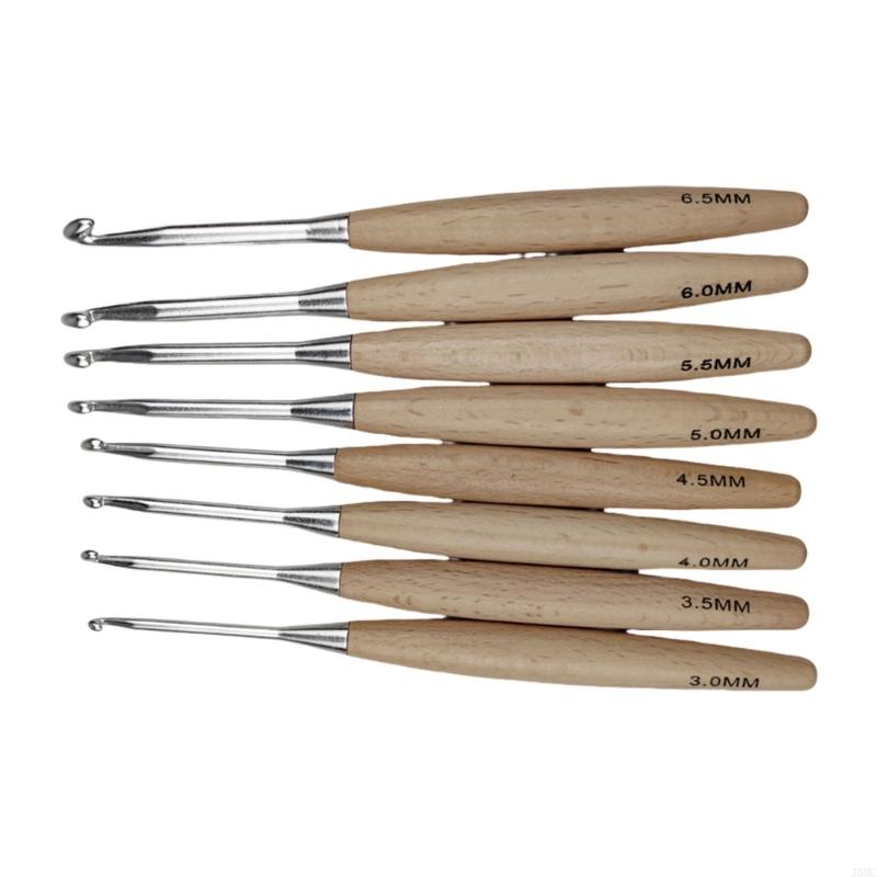 8 pçs gancho crochê ergonômico - Wooden Crochet Hooks Ergonomic Handle avaliação e preço