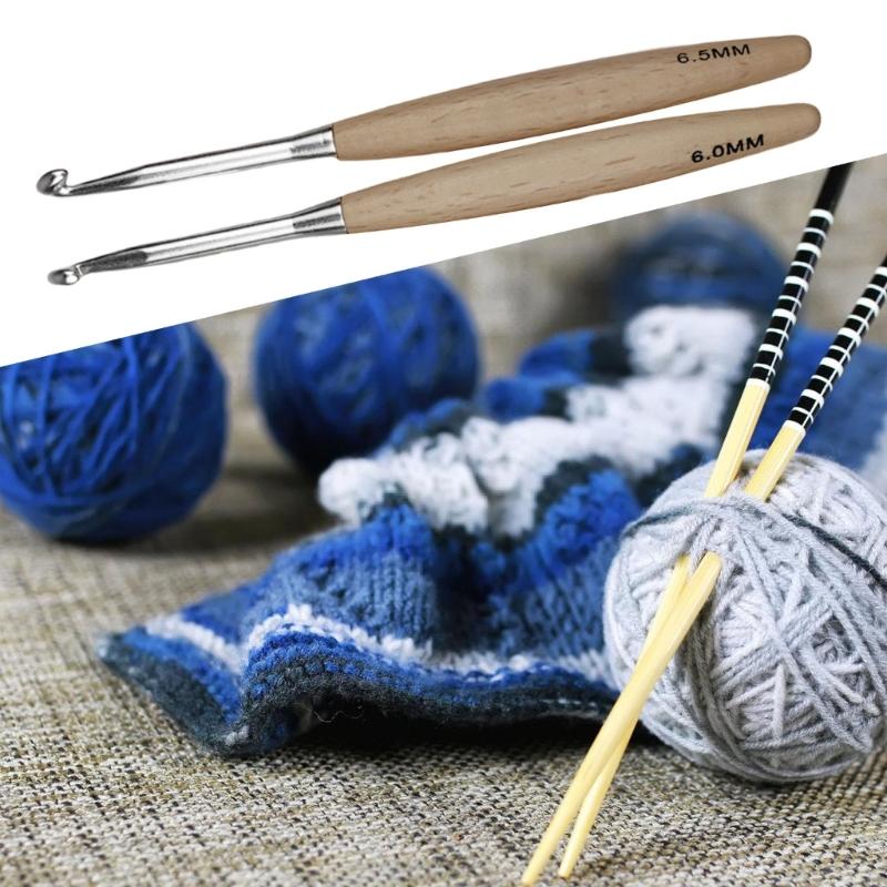 8 pçs gancho crochê ergonômico - Wooden Crochet Hooks Ergonomic Handle avaliação e preço