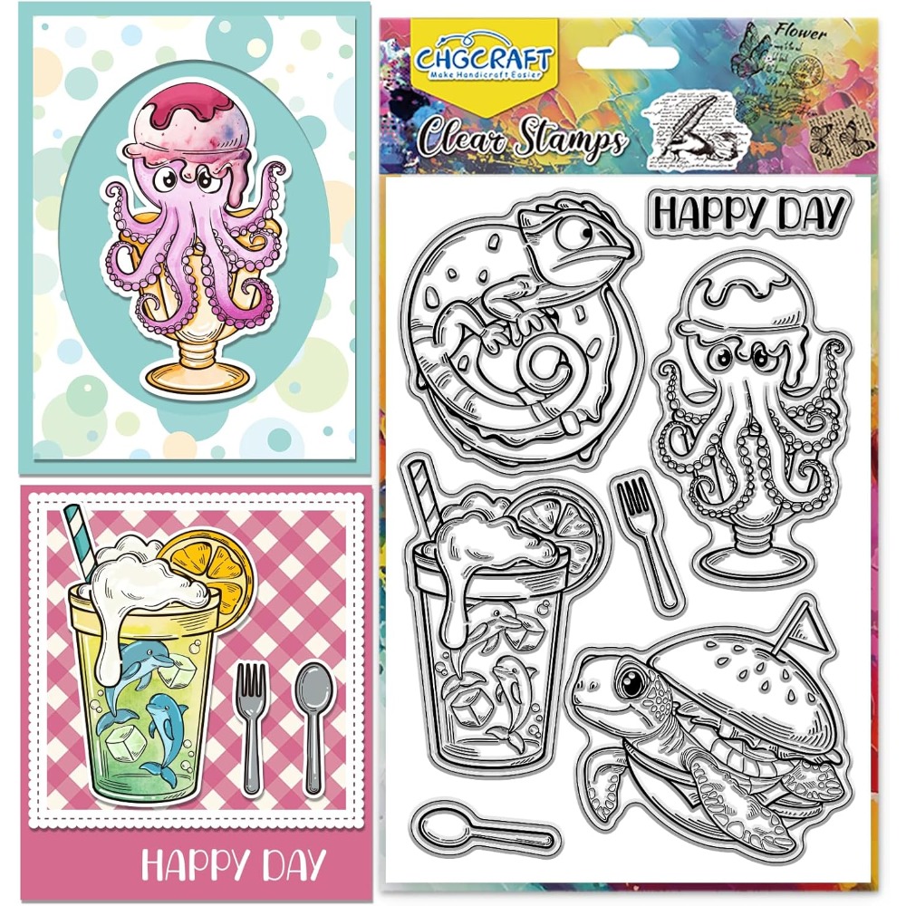 Selos claros de animais marinh - Clear Silicone Stamps For Card Making avaliação e preço