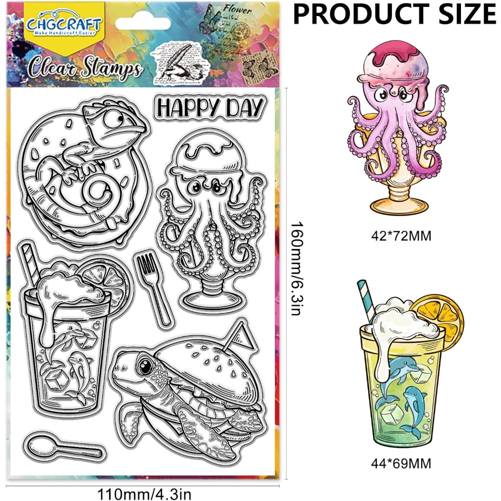 Selos claros de animais marinh - Clear Silicone Stamps For Card Making avaliação e preço